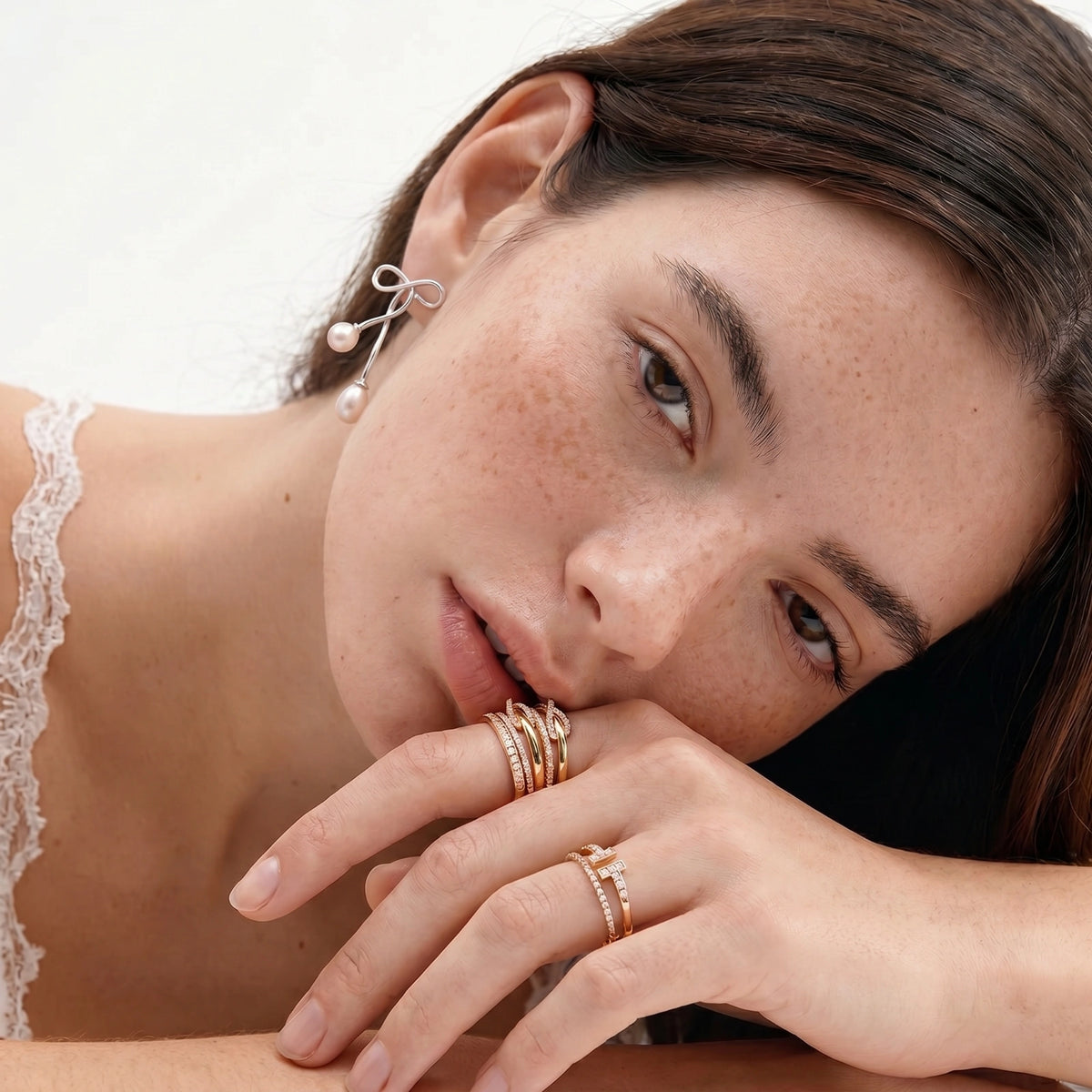 Pearl Drop Bow Earrings