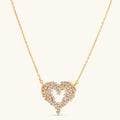 18K gold-plated 925 silver open heart pendant necklace with scattered cubic zirconia stones on a fine cable chain.