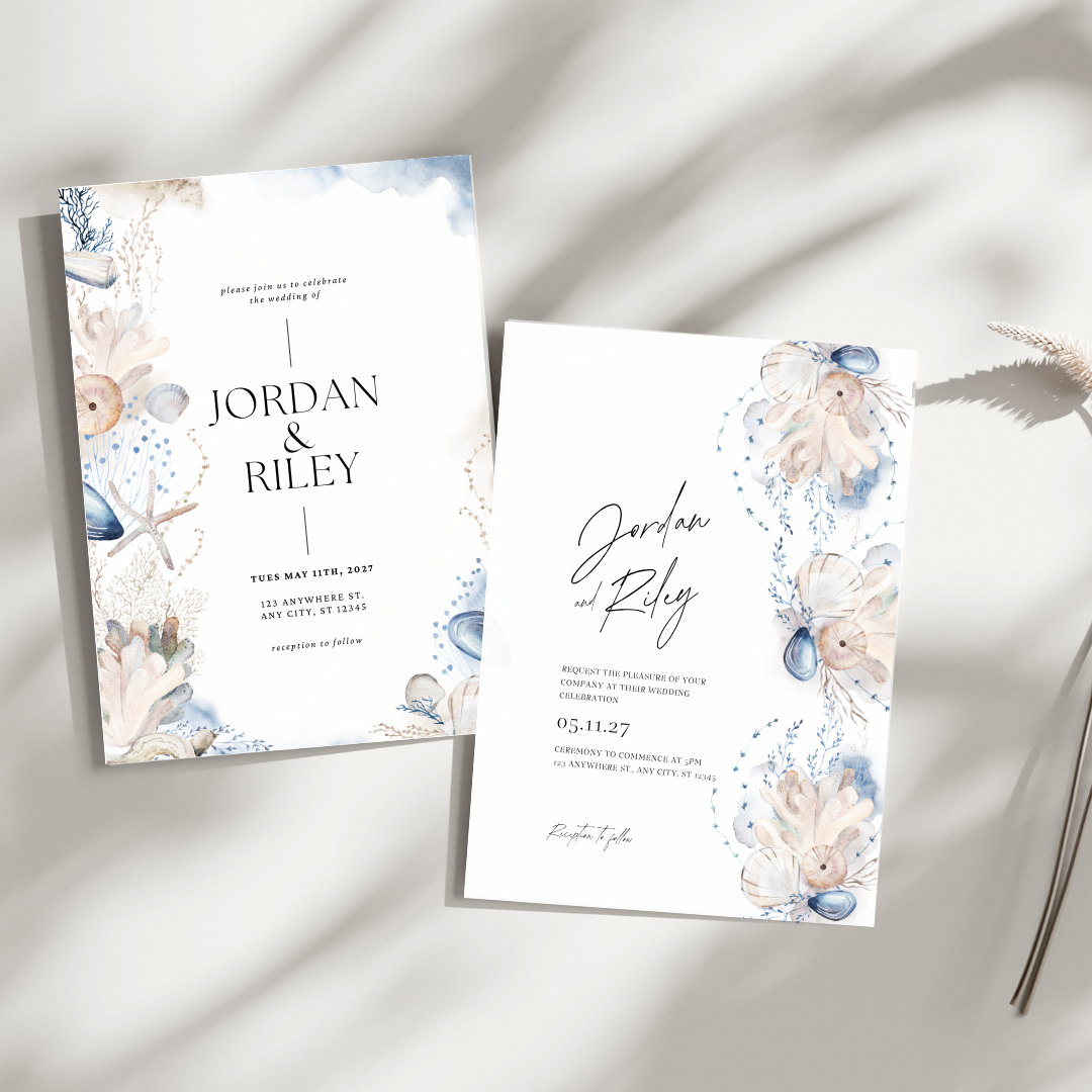Ocean Treasures Wedding Invitation Suite Template