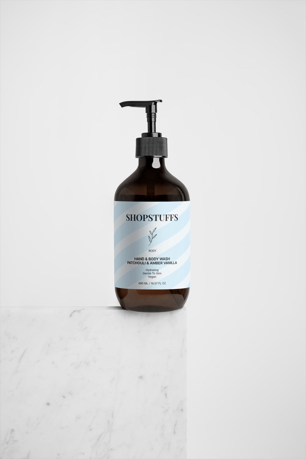 Hand & Body Wash - Patchouli & Amber Vanilla - Patchouli and amber vanilla hand and body wash bottle, view 3