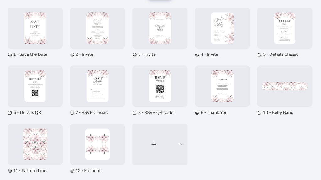 Pink Lily Wedding Invitation Suite Template