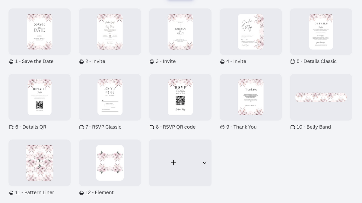 Pink Lily Wedding Invitation Suite Template