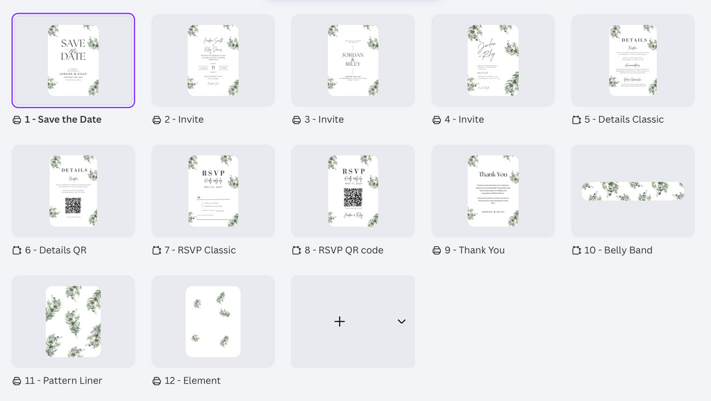 Greenery Wedding Invitation Suite Template