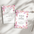Pink Magnolia Wedding Invitation Suite Template