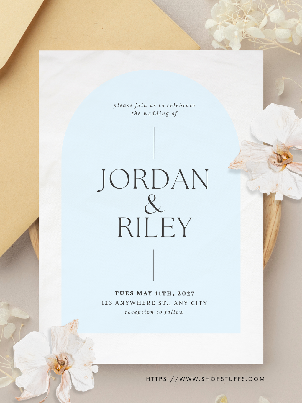 Arch Monogram Wedding Invitation Suite Template