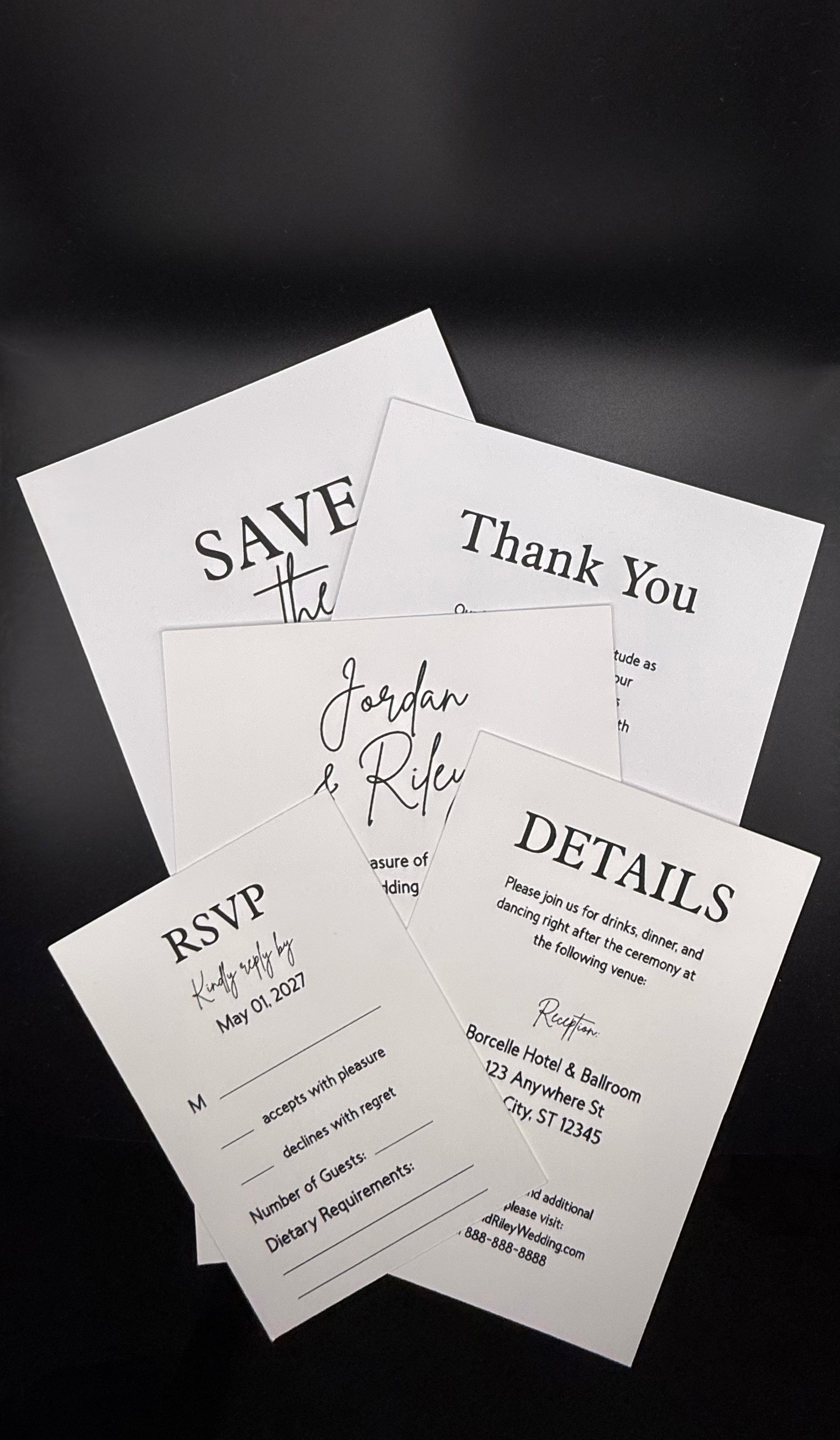 Black and White Modern Wedding Suite - Set of 25 image 9
