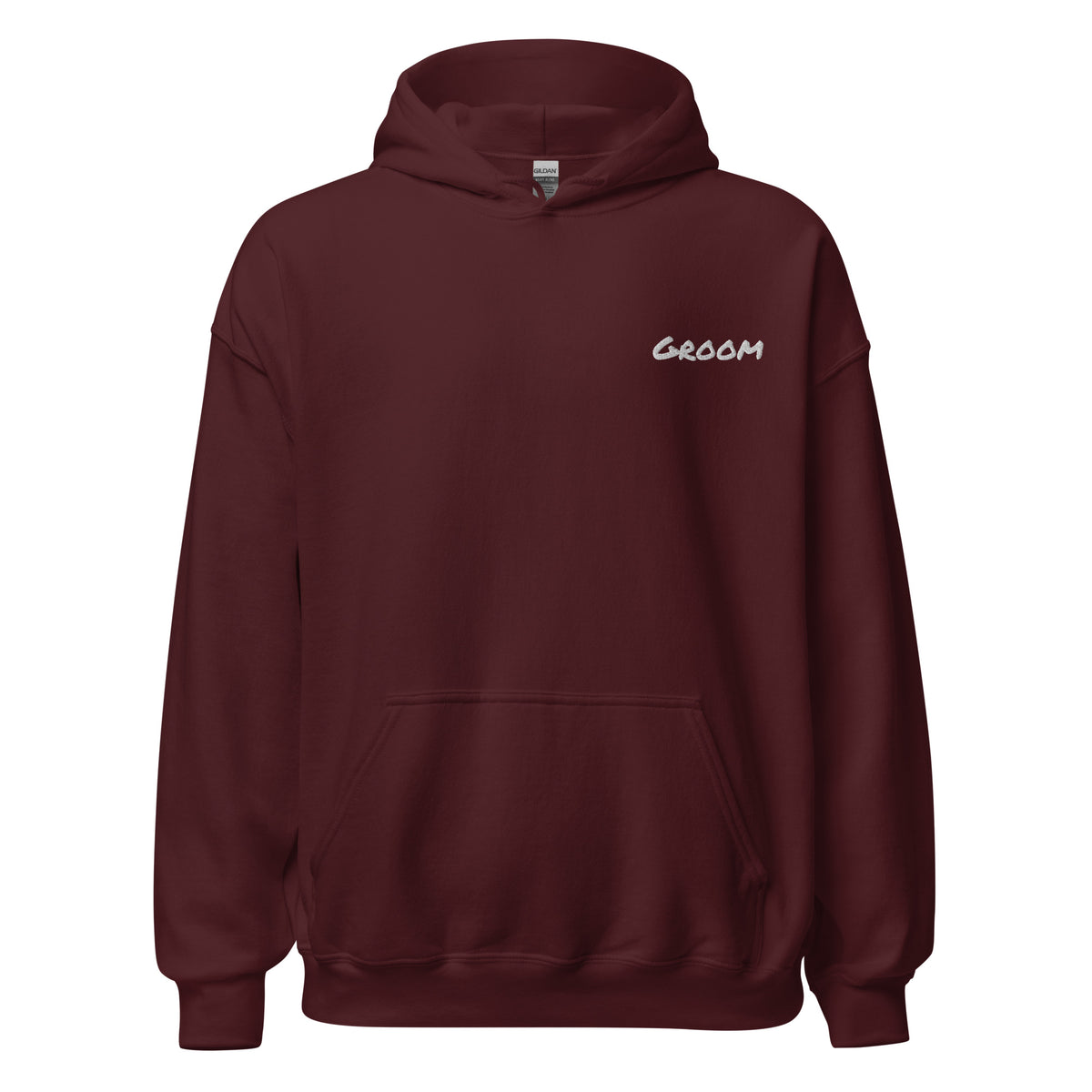 Personalized Bridal Party Hoodie, maroon, front view