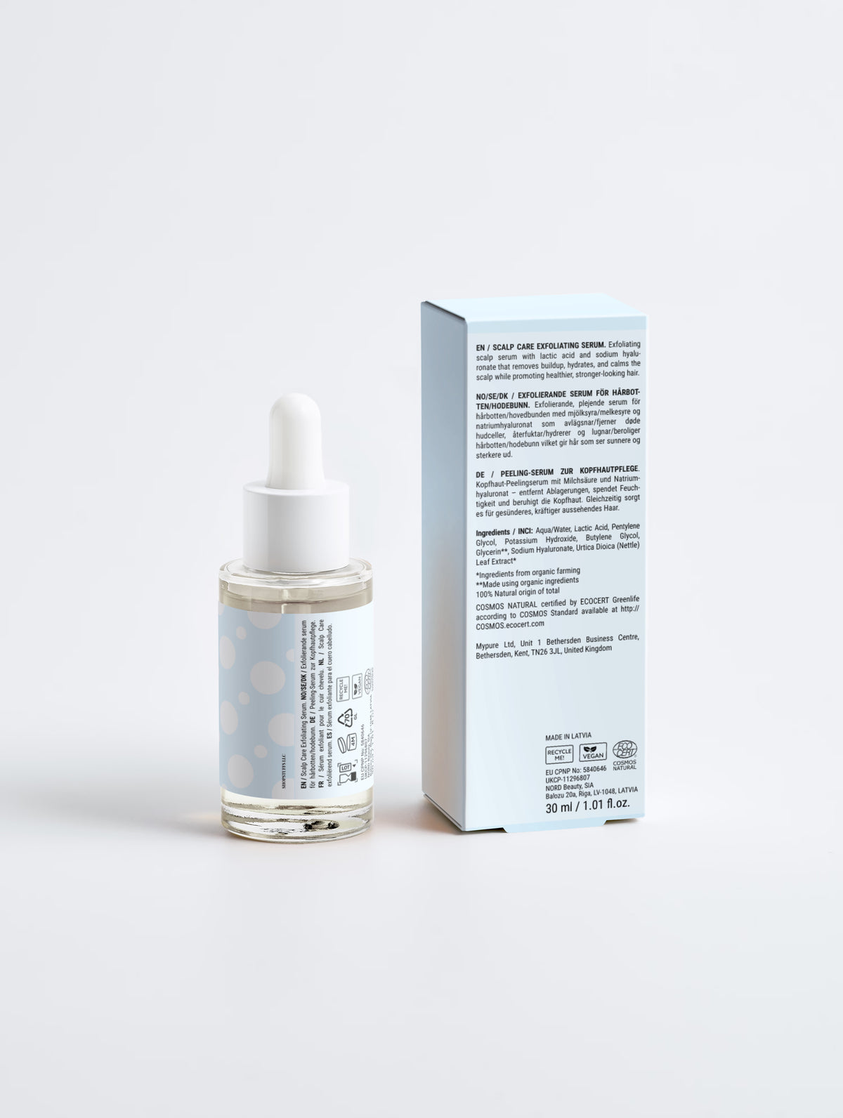 Scalp Care Exfoliating Serum - Exfoliating scalp care serum bottle with lactic acid, view 2